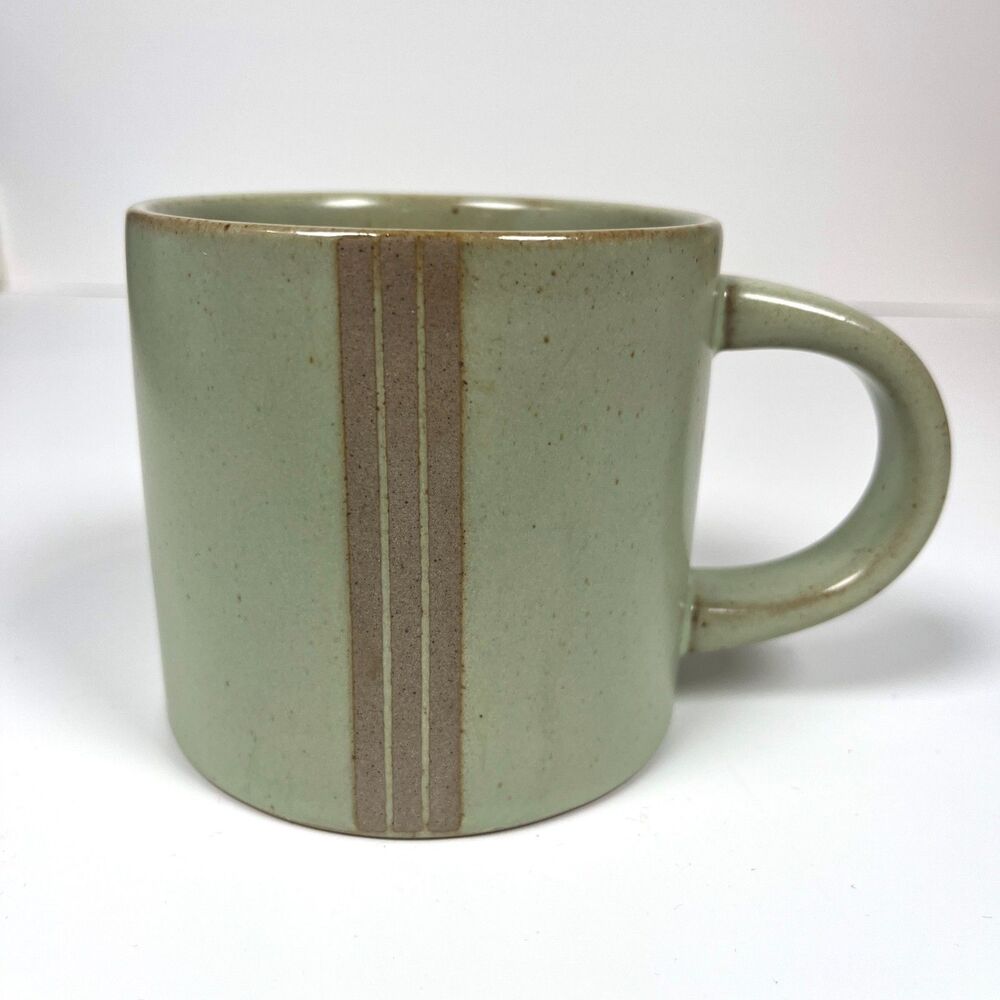 Hearth & Hand Magnolia Triple Vertical Stripe Stoneware Mug Sage Green Rustic